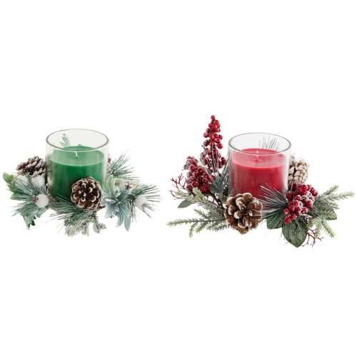 Svijeća DKD Home Decor Crvena Zelena 20 x 20 x 9 cm 8 x 8 x 9 cm (2 kom.) Cijena