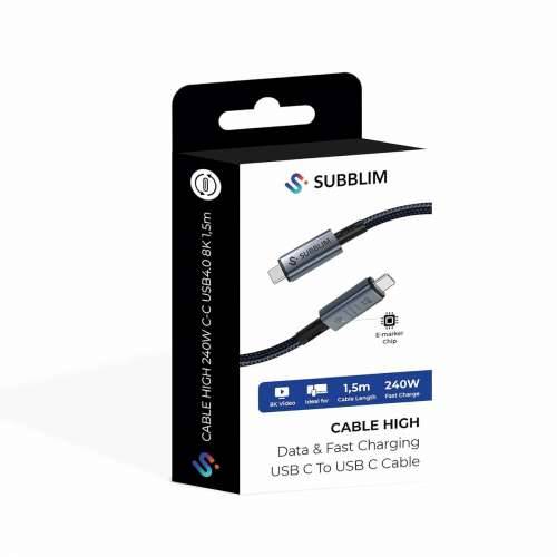 Kabel USB-C u USB-C Subblim HIGH Crna 1,5 m Cijena