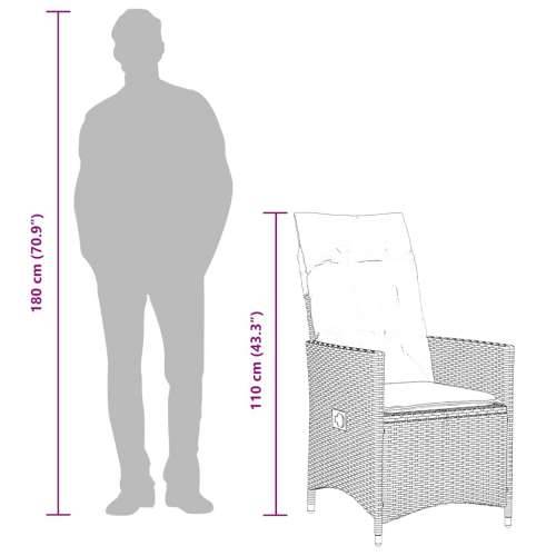 Bistro set od 3 komada s jastucima, sivi poliratan Cijena