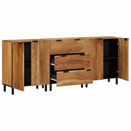 3 kom. sideboard, smeđa, 60x33x75 cm, čvrsto drvo bagrem Cijena