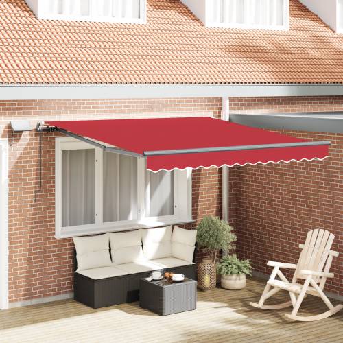 Ručno uvlačiva tenda s LED Crveni 350x250 cm Cijena