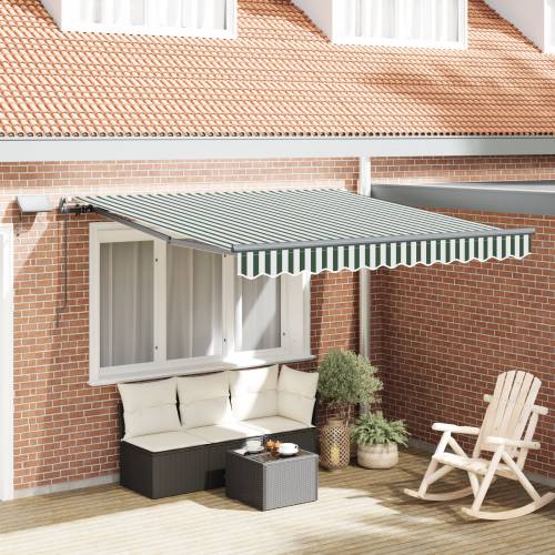 Ručna uvučiva tenda s LED-om Zelena i bijela 350x250 cm Cijena