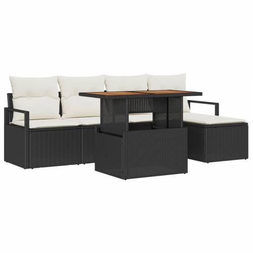 set vrtnog namještaja od 6 komada s jastučićima Crni poli rattan Acacia Cijena