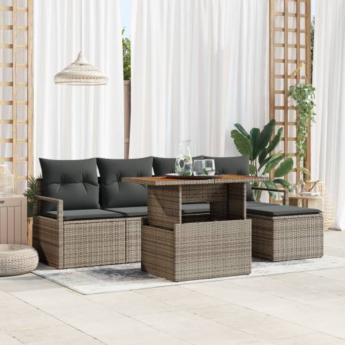 6 dijelni vrtni sofa set s jastučićima siva Poli ratan akacija Cijena
