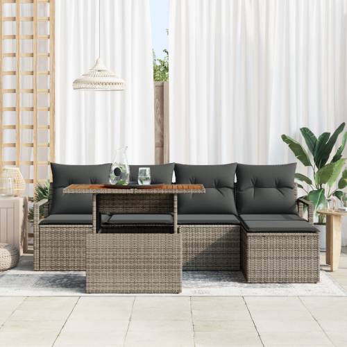 6 dijelni vrtni sofa set s jastučićima siva Poli ratan akacija Cijena