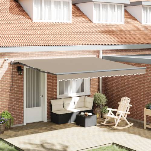 automatska uvlačiva tenda s LED svjetlima bež 400x300 cm Cijena