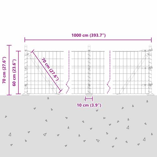 Euro Ograda sa 7 Flanged Postova 0.6x10 m Galvanizirani Čelik Cijena