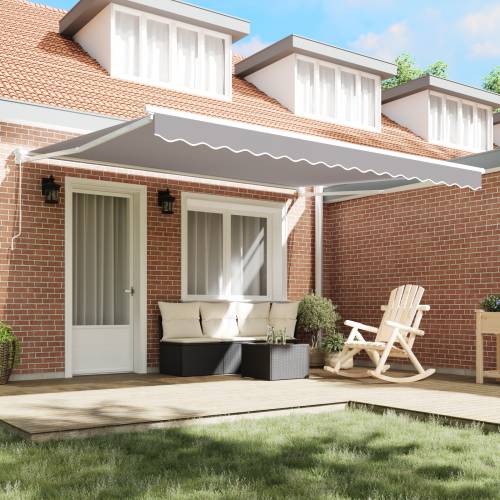 Manual Retractable Awning Light Grey 400x300 cm Cijena