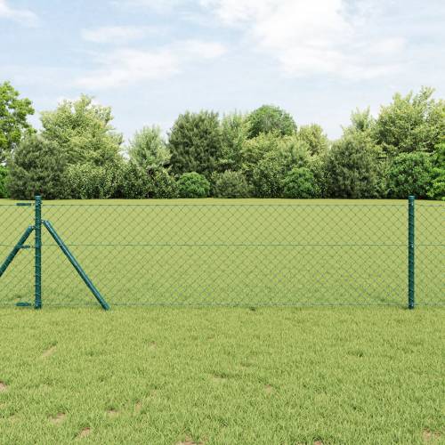 Ograda od Lanca s 7 Stupova 0.4x10 m Galvanizirani Čelik Zeleni Cijena