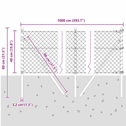 Ograda od Lanca s 7 Stupova 0.4x10 m Galvanizirani Čelik Zeleni Cijena