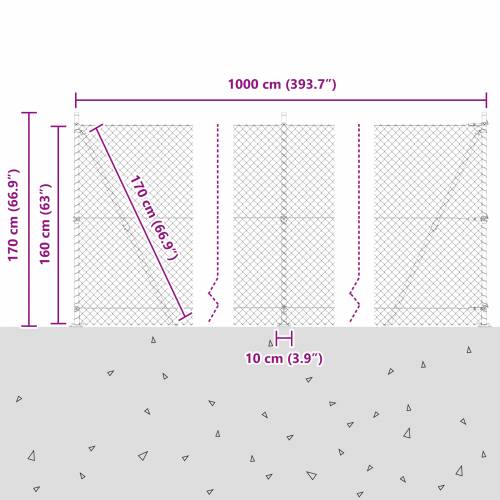 Ograda s lancem s 7 postolja s flanšama 1.6x10 m Galvanizirani čelik Cijena