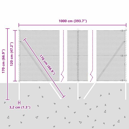 Ograda u obliku heksagona siva 1,2x10 m čelik Cijena