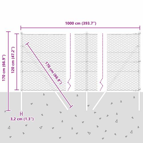 heksagonalna ograda siva 1,2x10 m čelik Cijena