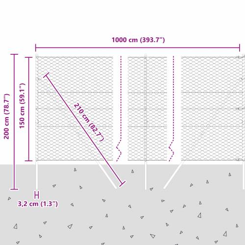Heksagonalna ograda Siva 1,5x10 m Čelik Cijena
