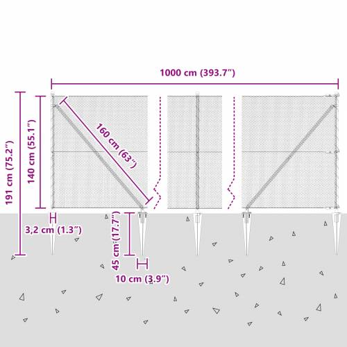heksagonalna ograda siva 1.4x10 m čelik Cijena