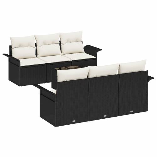 7-dijelni vrtni sofas set s jastučićima crni poli ratan Cijena