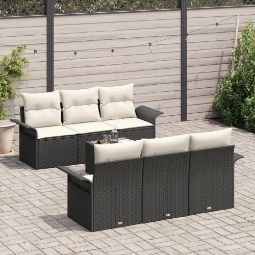 7-dijelni vrtni sofas set s jastučićima crni poli ratan Cijena