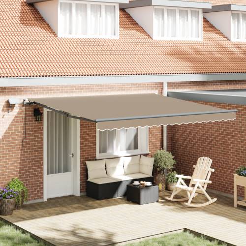 Ručno uvlačiva tenda s LED svjetlom bež 400x350 cm Cijena