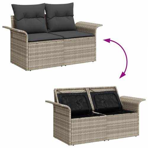 Vrtna garnitura - 7-dijelni set vrtnih sofa s jastučićima svjetlosiva poli ratan Cijena