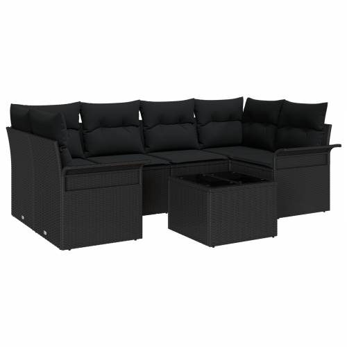 set od 7 dijelova vrtnih sofa s jastučićima crni poli ratan Cijena