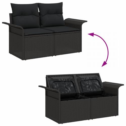 set od 7 dijelova vrtnih sofa s jastučićima crni poli ratan Cijena