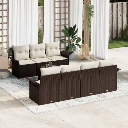 8-dijelni Vrtni Sofa Set s Jastucima, Smeđa Poli Ratan Cijena