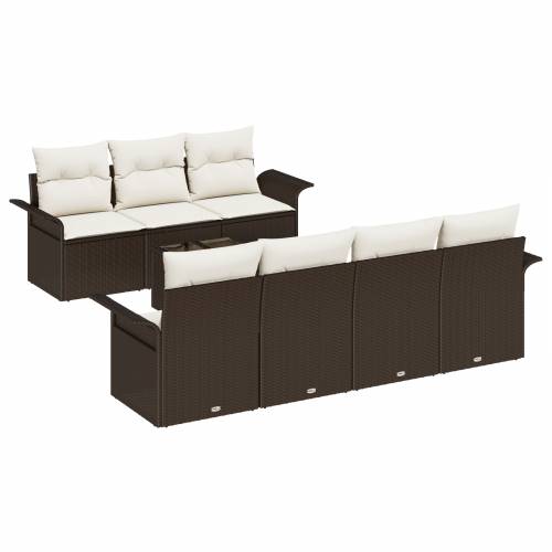 8-dijelni Vrtni Sofa Set s Jastucima, Smeđa Poli Ratan Cijena