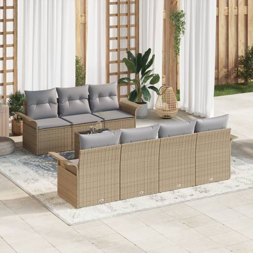 8-dijelni vrtni sofa set s jastučićima bež poliratana Cijena