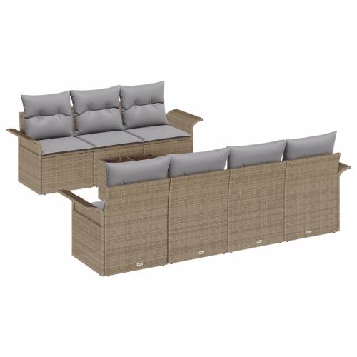 8-dijelni vrtni sofa set s jastučićima bež poliratana Cijena