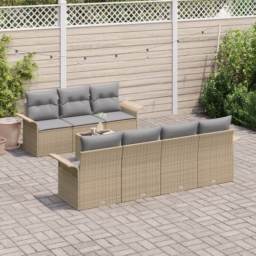8-dijelni vrtni sofa set s jastučićima bež poliratana Cijena