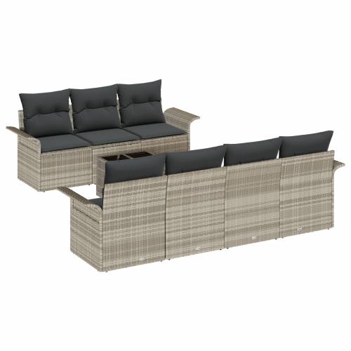Vrtna garnitura - 8-dijelni set vrtnih sofa s jastucima svijetlosivi poli ratan Cijena