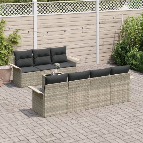 Vrtna garnitura - 8-dijelni set vrtnih sofa s jastucima svijetlosivi poli ratan Cijena