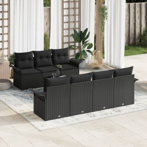 Vrtna garnitura - 8-dijelni set vrtnih sofa s jastučićima crnog poli ratana Cijena