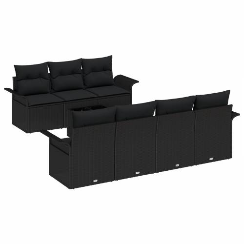 Vrtna garnitura - 8-dijelni set vrtnih sofa s jastučićima crnog poli ratana Cijena