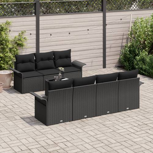 Vrtna garnitura - 8-dijelni set vrtnih sofa s jastučićima crnog poli ratana Cijena