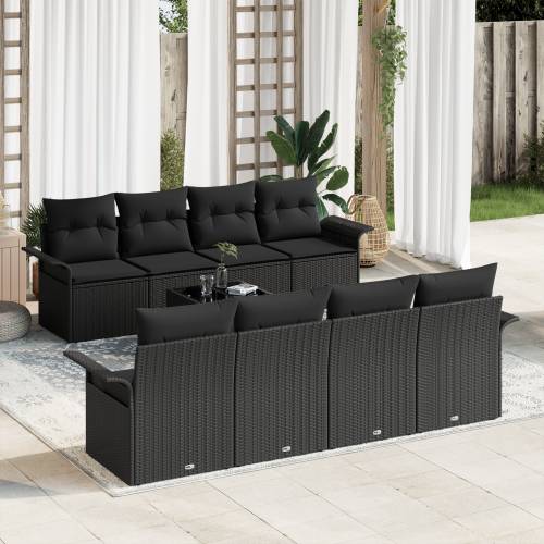 set vrtnih sofa od 9 dijelova s jastučićima crni poli ratan Cijena