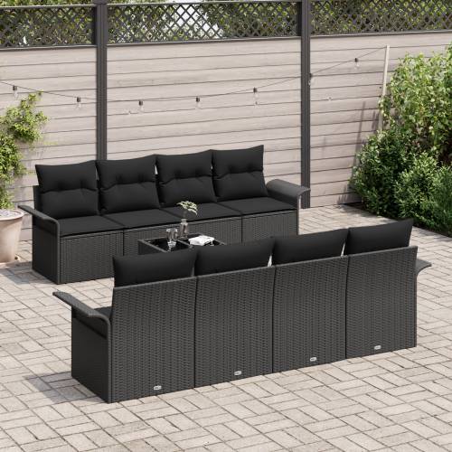 set vrtnih sofa od 9 dijelova s jastučićima crni poli ratan Cijena