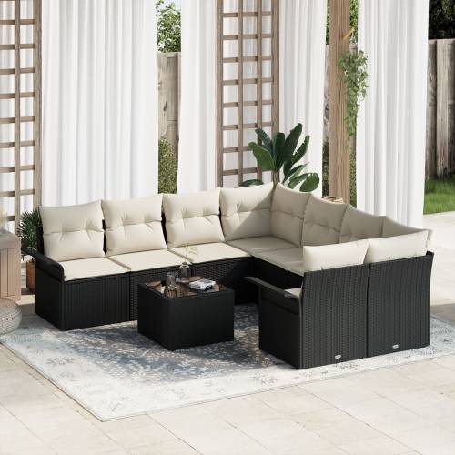 9 komada vrtni sofa set s jastučićima crni poliratán Cijena