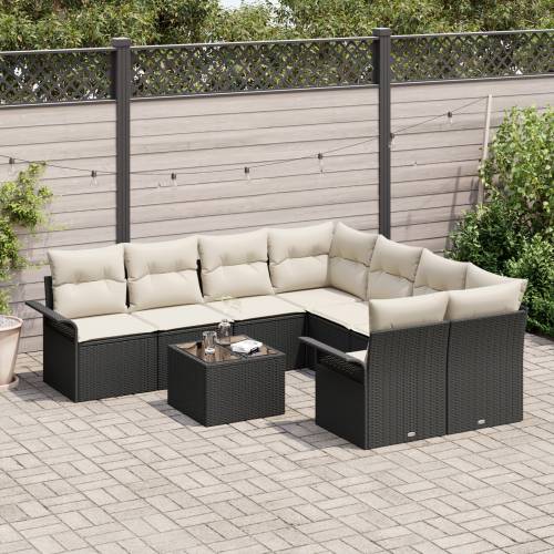 9 komada vrtni sofa set s jastučićima crni poliratán Cijena