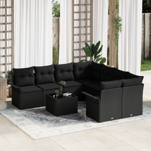 Set od 9 Vrtnih sofa s jastučićima Crni Poli ratan Cijena