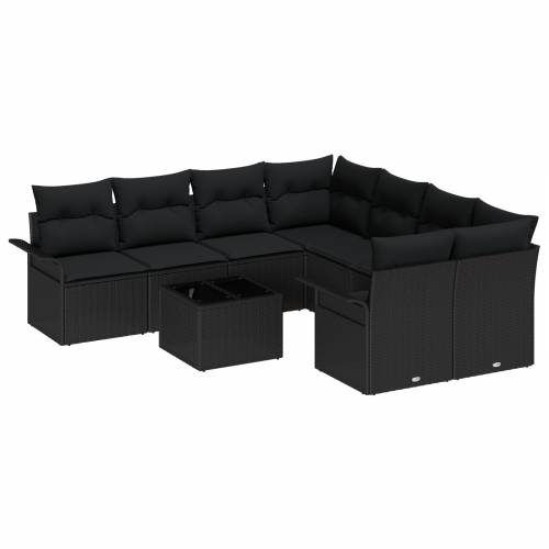 Set od 9 Vrtnih sofa s jastučićima Crni Poli ratan Cijena