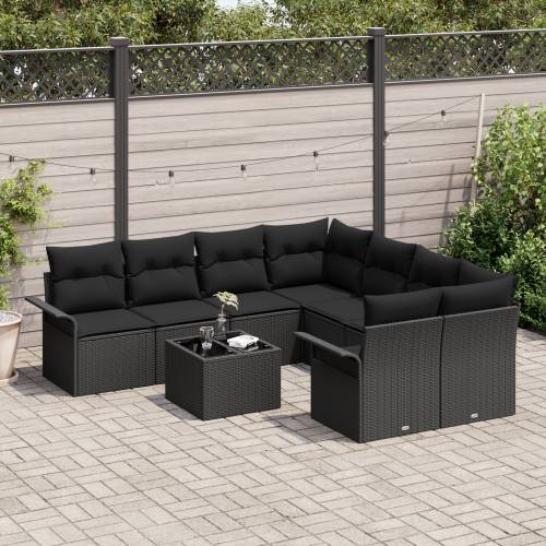 Set od 9 Vrtnih sofa s jastučićima Crni Poli ratan Cijena