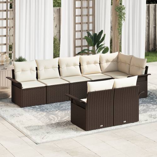 Set vrtnih kauča (vrtna garnitura) s jastučićima smeđi Poly Rattan Cijena