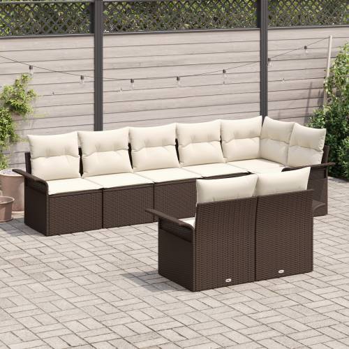 Set vrtnih kauča (vrtna garnitura) s jastučićima smeđi Poly Rattan Cijena