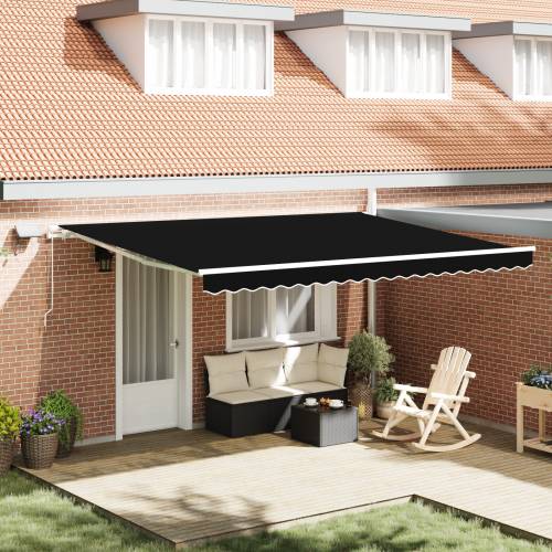 Ručna uvlačiva tenda s LED svjetlom crna 450x300 cm Cijena
