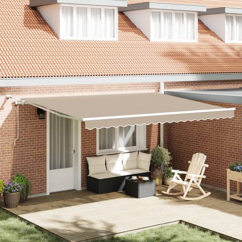 automatska uvlačiva tenda s LED svjetlom bež 450x300 cm Cijena