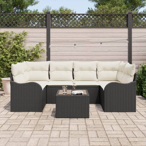7 komadna vrtna sofa set s jastučićima Crni poli ratan Cijena
