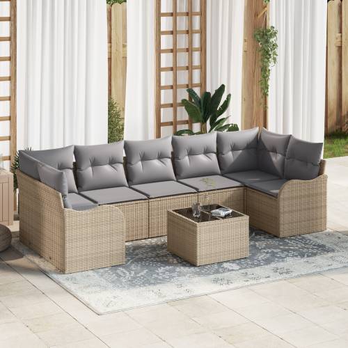 set vrtnih sofa od 8 komada s jastučićima bež polirattan Cijena