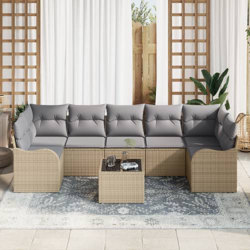set vrtnih sofa od 8 komada s jastučićima bež polirattan Cijena