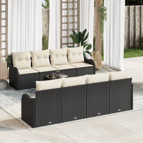 9-dijelni vrtni sofa set s jastučićima Crni poli ratan Cijena